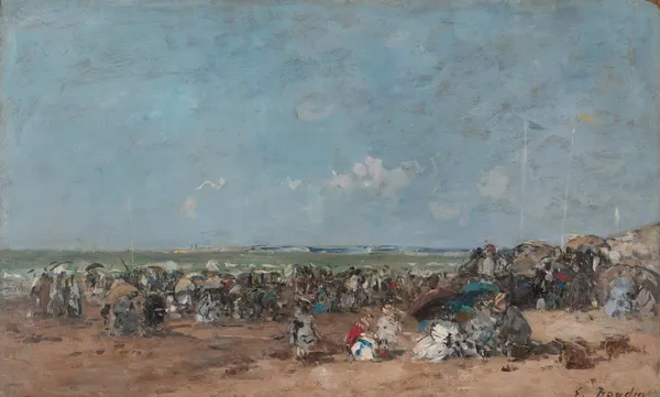 Beach Scene in Trouville av Eugène Boudin