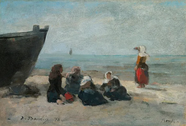 Berck. Pêcheuses Guettant Le Retour Des Barques av Eugène Boudin