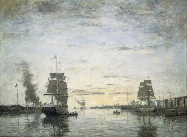 Entrance to the Harbor,Le Havre av Eugène Boudin