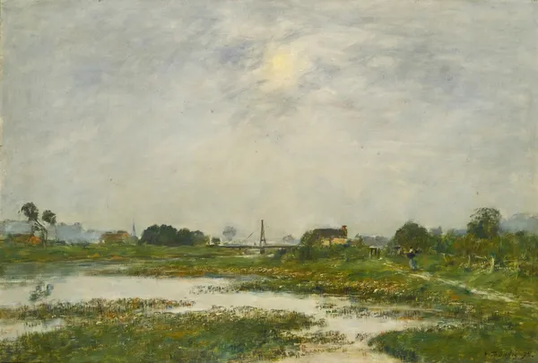 Les Bords De La Touques Pendant Les Grandes Marées av Eugène Boudin