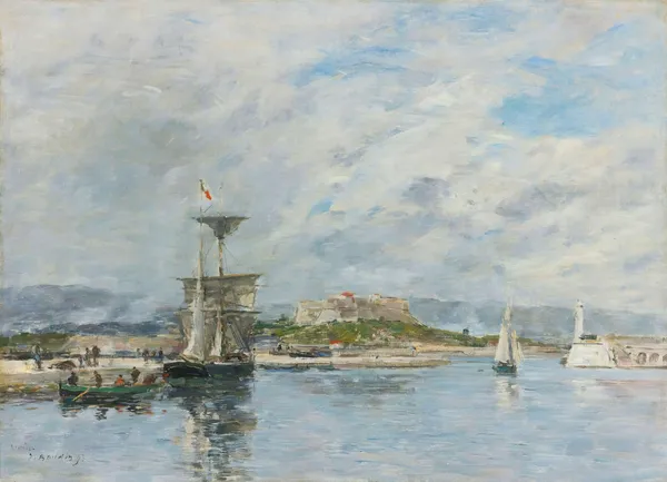 Vue Du Port D’antibes. Le Quai, Le Matin av Eugène Boudin