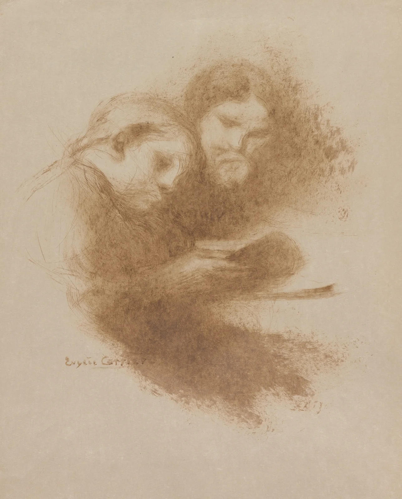 Reading (fourth quarter 1800s) av Eugène Carriere