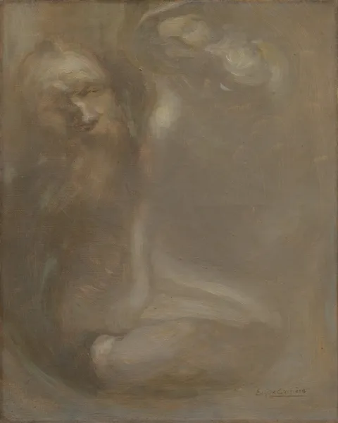 Rodin modelling a Sculpture av Eugène Carriere