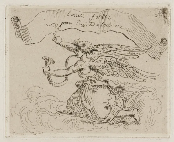Angel Kneeling on Clouds av Eugène Delacroix