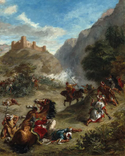 Arabs Skirmishing in the Mountains av Eugène Delacroix