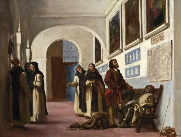 Christopher Columbus and His Son at La Rábida av Eugène Delacroix