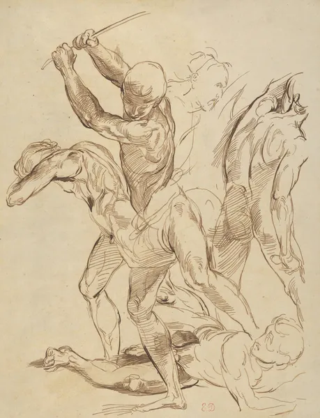 Combat of Nude Men, after Raphael av Eugène Delacroix