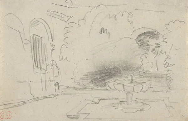 Courtyard with a Fountain av Eugène Delacroix