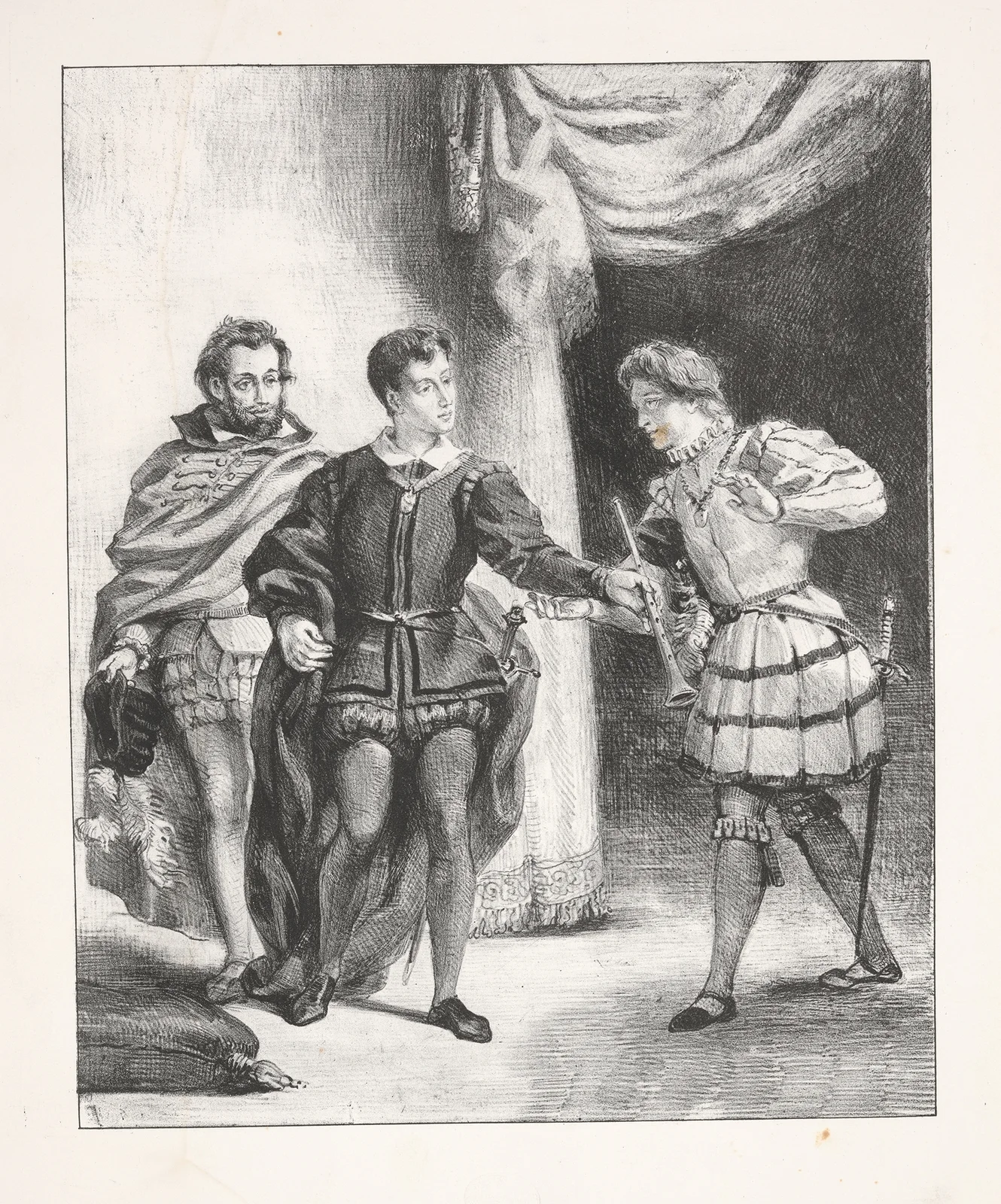Hamlet and Guildenstern (Act III, scene ii) av Eugène Delacroix