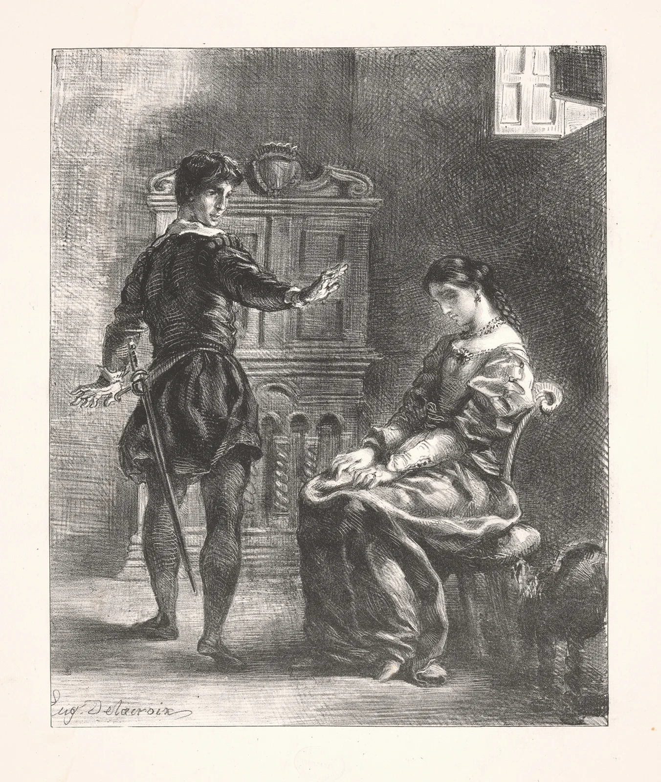 Hamlet and Ophelia (Act III, scene i) av Eugène Delacroix