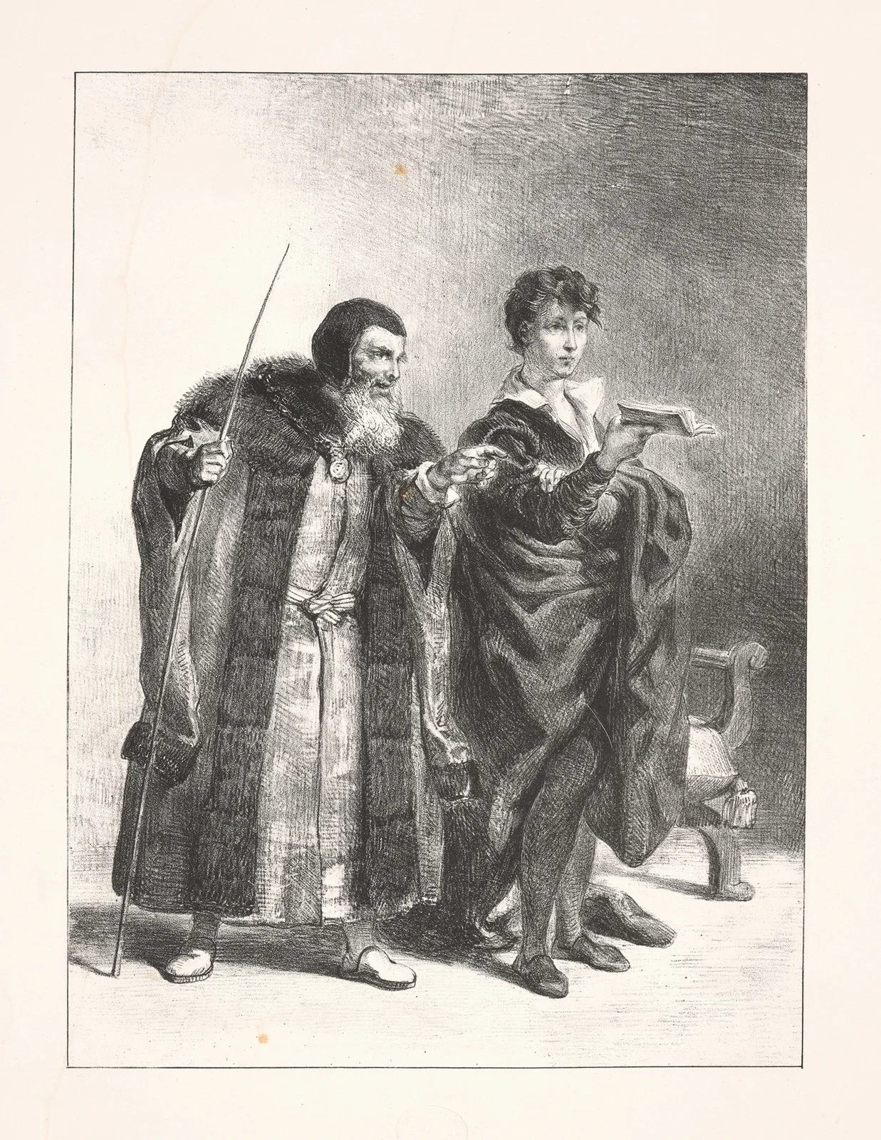 Hamlet and Polonius (Act II, scene ii) av Eugène Delacroix