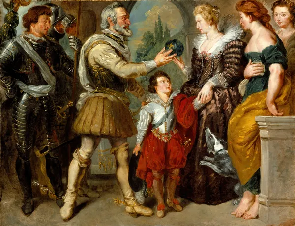 Henri IV Conferring the Regency upon Marie de’ Medici av Eugène Delacroix