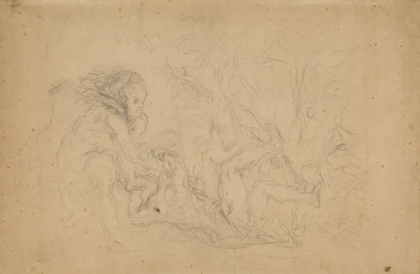 Herkules kaster Diomedes for hans egne heste av Eugène Delacroix