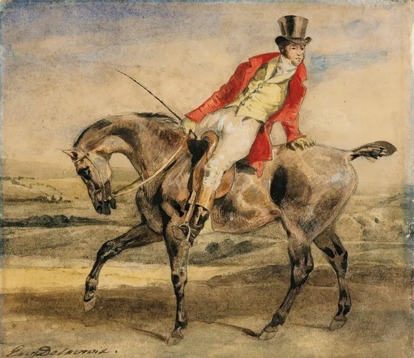 Horseman wearing a red jacket av Eugène Delacroix