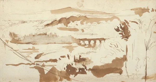 Landscape with an Aqueduct av Eugène Delacroix