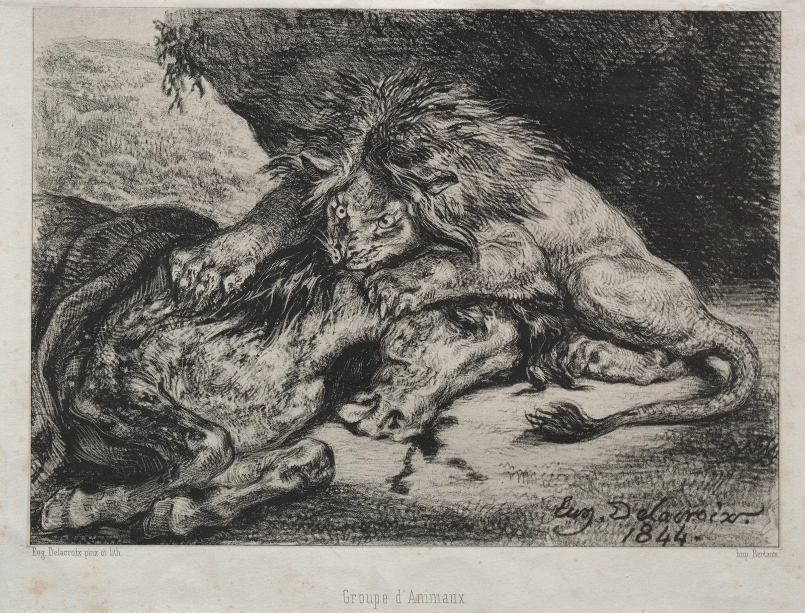 Lion Devouring a Horse, 1844 – nr 2 av Eugène Delacroix