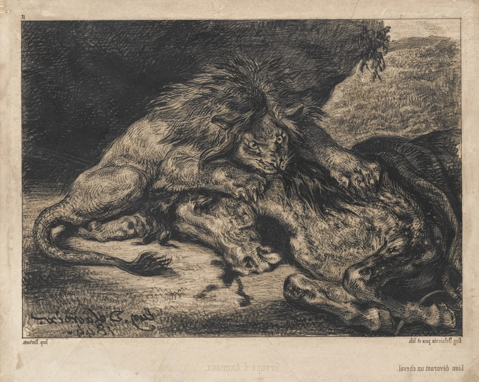 Lion Devouring a Horse, 1844 – nr 1 av Eugène Delacroix