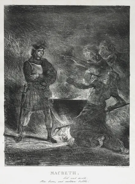 Macbeth Consulting the Witches av Eugène Delacroix