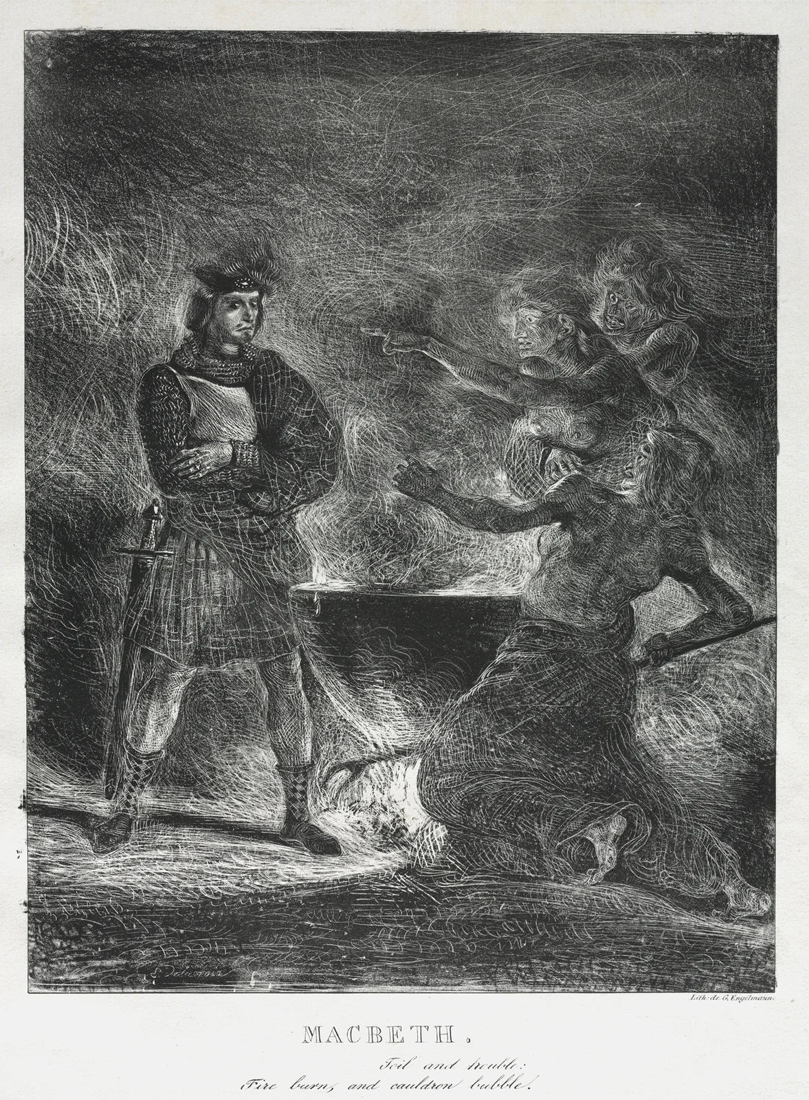 Macbeth Consulting the Witches av Eugène Delacroix