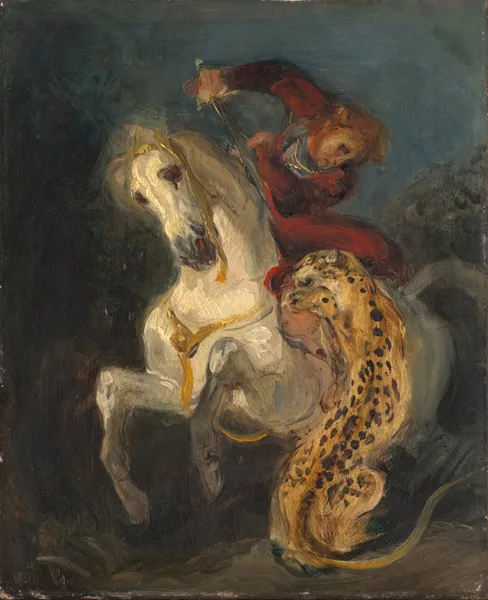 Rider Attacked by a Jaguar av Eugène Delacroix