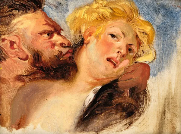 Satyr Embracing A Nymph, After Peter-Paul Rubens av Eugène Delacroix