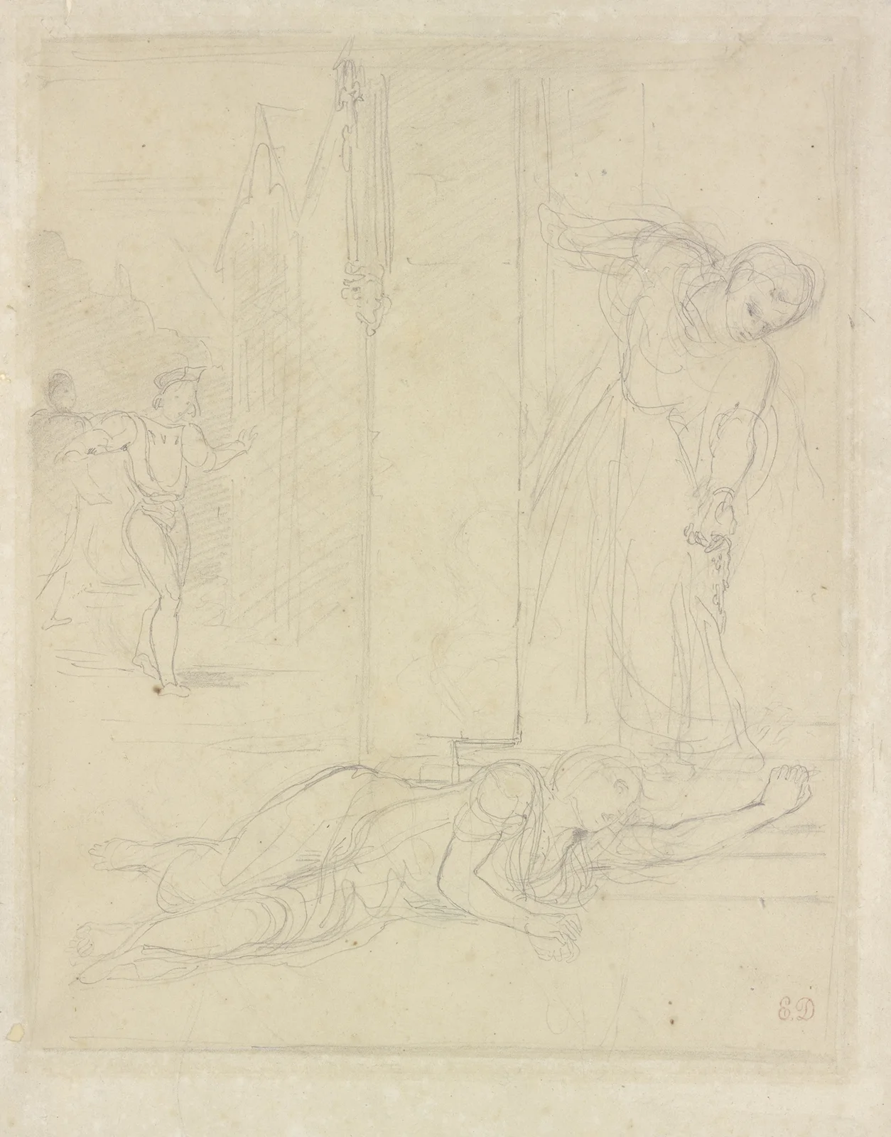 Scene from Hamlet av Eugène Delacroix