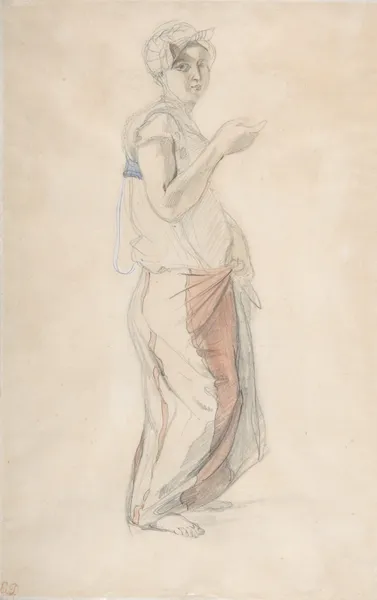 Standing Woman in Moroccan Costume av Eugène Delacroix