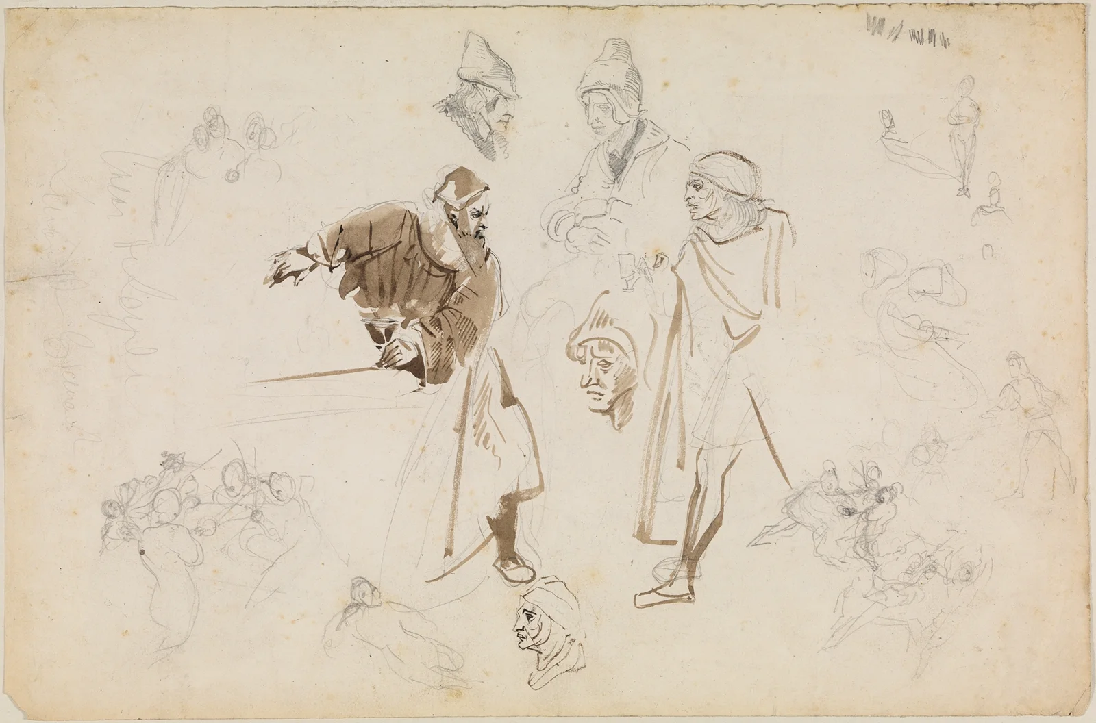 Studienblatt zu ‘Faust’ av Eugène Delacroix