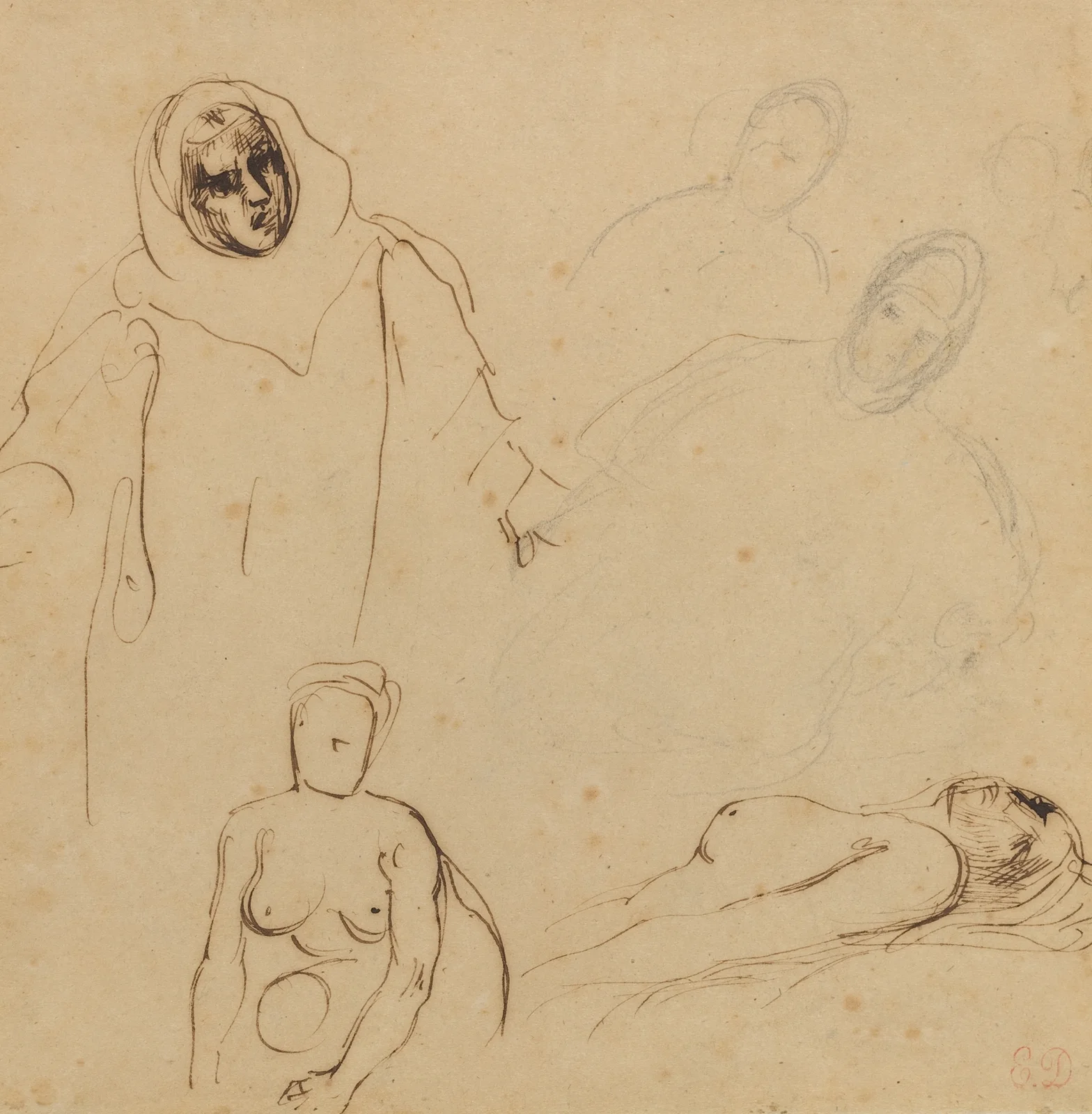 Studies for Christopher Columbus av Eugène Delacroix