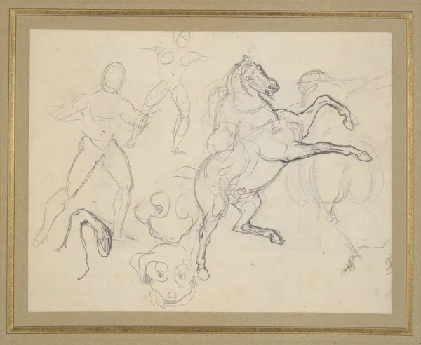 Studies of Figures, Horses and Dogs av Eugène Delacroix