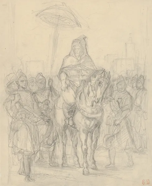 Study for ‘The Sultan of Morocco and His Entourage’, 1855 av Eugène Delacroix