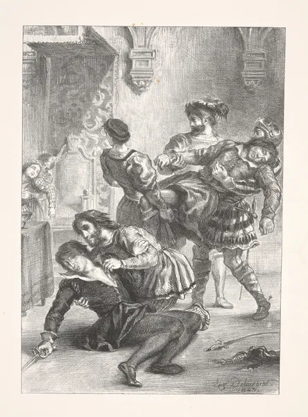 The death of Hamlet (Act V, scene ii) av Eugène Delacroix