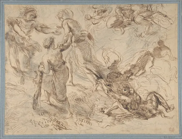 The Triumph of Genius over Envy av Eugène Delacroix