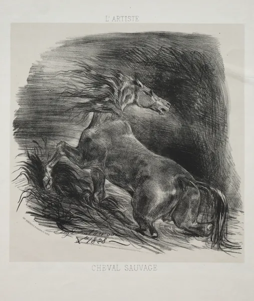 The Wild Horse, or Frightened Horse Leaving the Water, 1828 – nr 2 av Eugène Delacroix