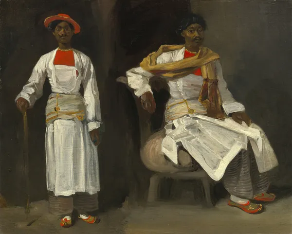 Two Studies of an Indian from Calcutta,Seated and Standing av Eugène Delacroix