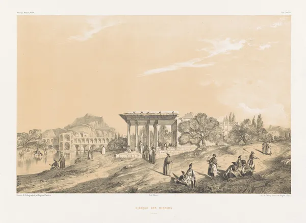 Kiosque des miroirs Ispahan av Eugène Flandin