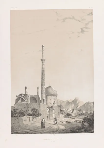 Mosquée Baba-Souctah Ispahan av Eugène Flandin