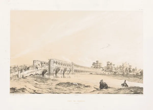 Pont de Djoulfa Ispahan av Eugène Flandin