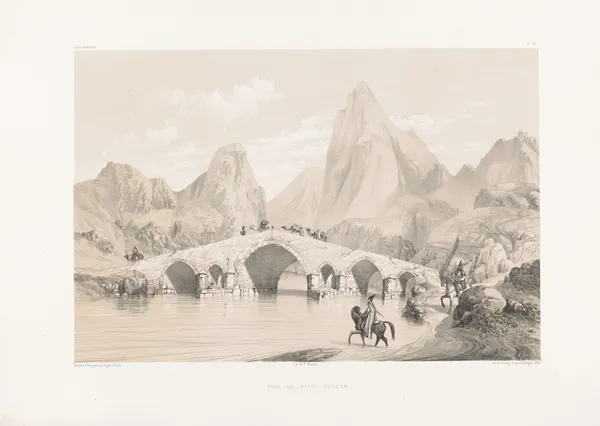 Pont du Kizil-Hauzen av Eugène Flandin