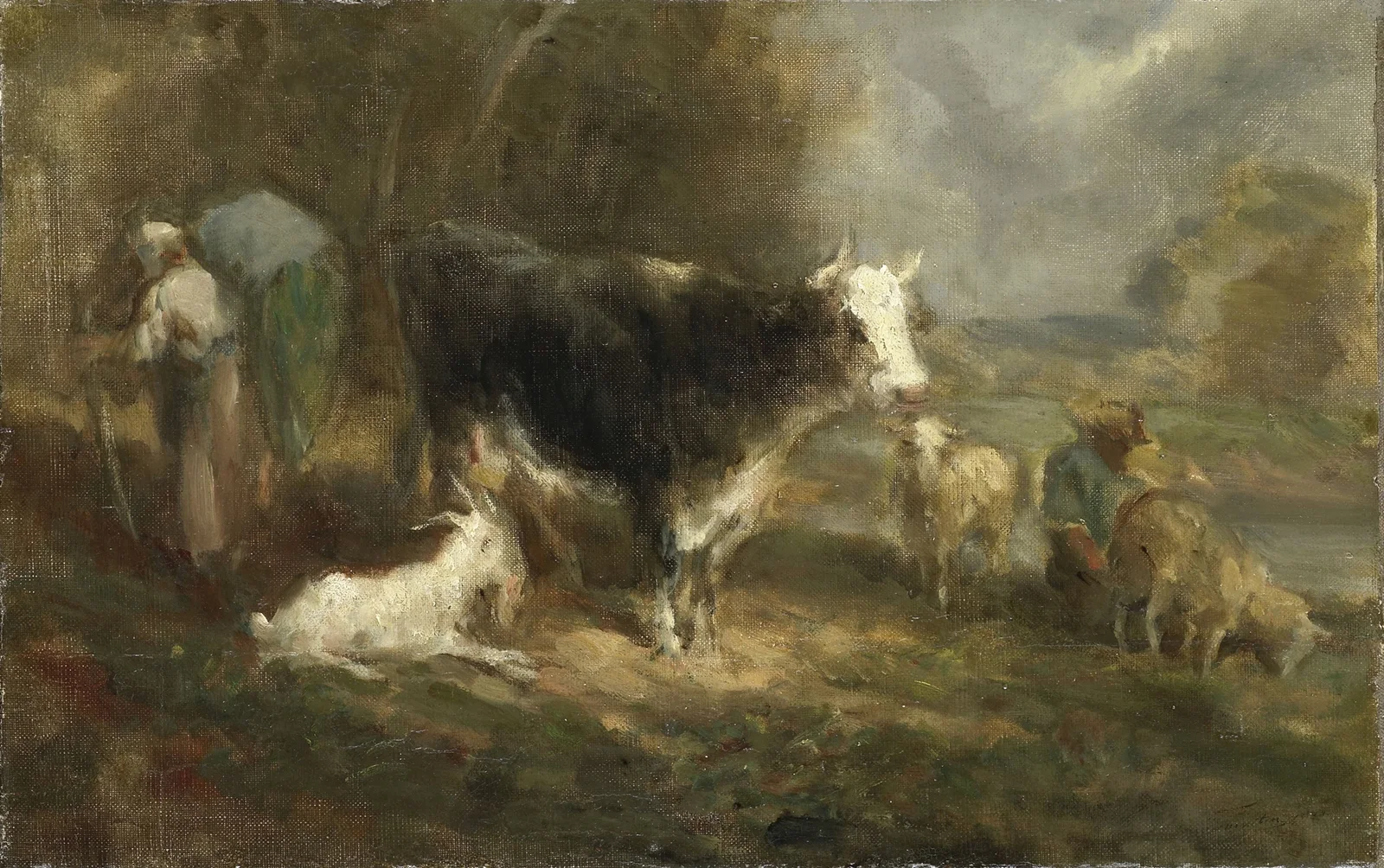 Farmyard with Cattle av Eugène Fromentin