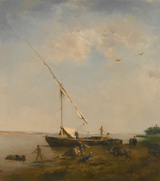 Felucca Au Bord Du Nil av Eugène Fromentin