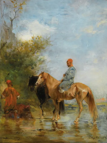 Horsemen By The River av Eugène Fromentin