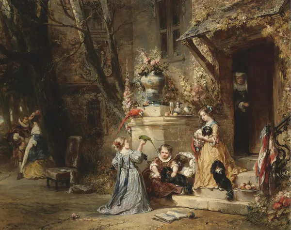 Children Playing With The Favorite Pets av Eugène Isabey