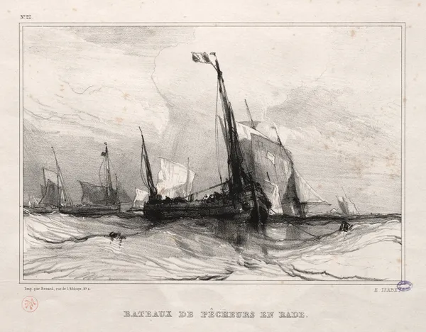 Fishing Boats at Anchor av Eugène Isabey