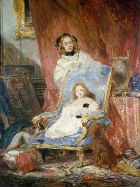 Portrait de Madame Isabey et de sa fille av Eugène Isabey