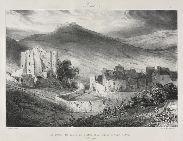 Ruines du château et du village de Saint Nectaire av Eugène Isabey