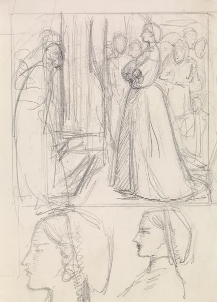 Christina Rossetti’s Maude Clare – Figure and Head Studies, 1859 – nr 1 av Sir John Everett Millais