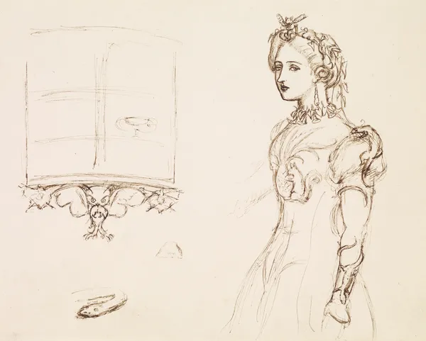 Effie Ruskin wearing a Dress decorated with natural Ornament av Sir John Everett Millais