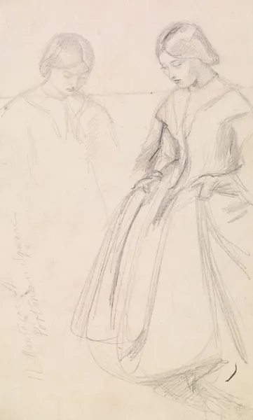 Female – Sketches of a Girl holding her Skirt av Sir John Everett Millais