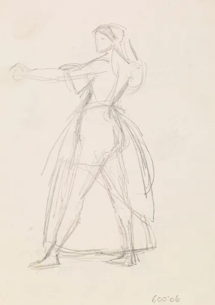 Female – Study of a Woman in a threatening Attitude, Arm raised (1851-2) av Sir John Everett Millais